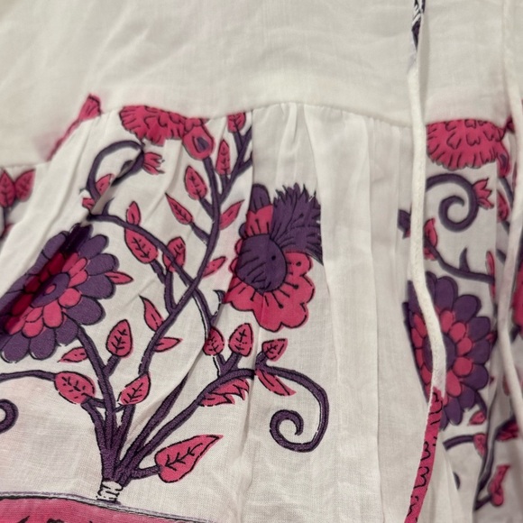 NWOT Victoria Dunn Pink Flower Block Print Cotton Summer Dress - Picture 2 of 7